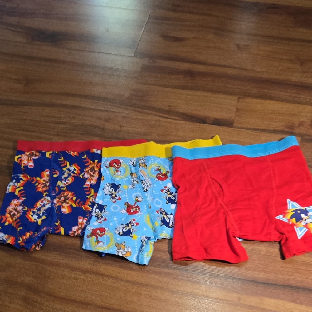 Sonic Editions Kids Cartoon Boxer Underwears BRIEFS RED BLUE YELLOW New Size 8
